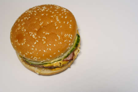 Hamburger on a white background. Isolate View from aboveの写真素材