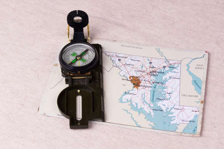 Map of Maryland State, compass. View from above