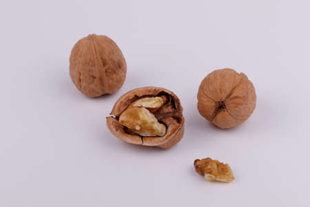 walnuts on a white background close-up