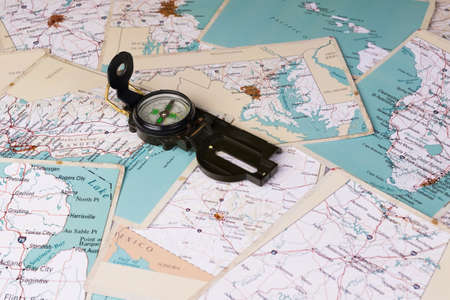 Map of Maryland State, compass. View from aboveの写真素材