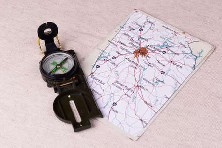 Map of Georgia State, compass. View from above