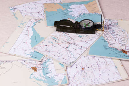 Map of Arkansas State, compass. View from aboveの写真素材