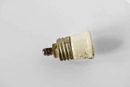 CERAMIC ELECTRIC CAPS. Fuse with twisted wire. Close-up. Isolateの写真素材