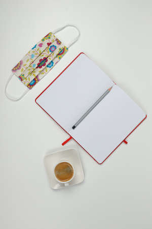 Morning set of a business man in a pandemic. Isolateの写真素材