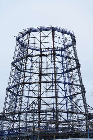 The fittings of the disassembled tower of the cooling tower. Upstairs undergoing repairsの写真素材