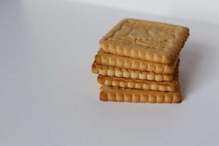 Shortbread cookies on a white background. Top view close upの写真素材