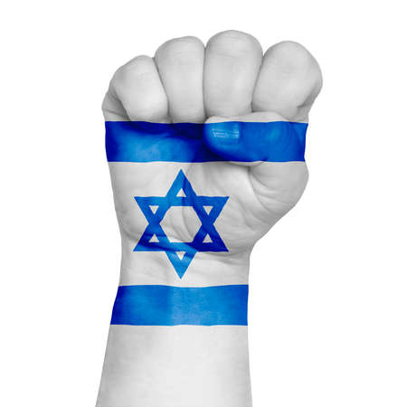 Fist of Israel flag painted, multi purpose concept - isolated on white backgroundの写真素材