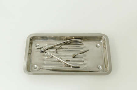 Metal medical instrument for pedicure. Macro close upの写真素材