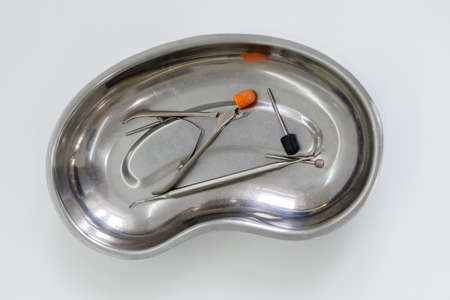 Metal medical instrument for pedicure. Macro close upの写真素材