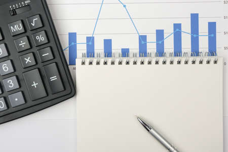 Graphs, charts and business tables. Workplace of business people. Financial conceptの写真素材