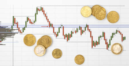 Stock market or forex trading chart with funds and investments. Financial conceptの写真素材