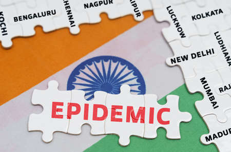 National concept. On the flag of India - puzzles with the names of cities and puzzles with the...