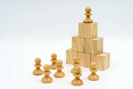 Business and finance concept. The leader is the pawn on the dice, the rest of the pawns are below....