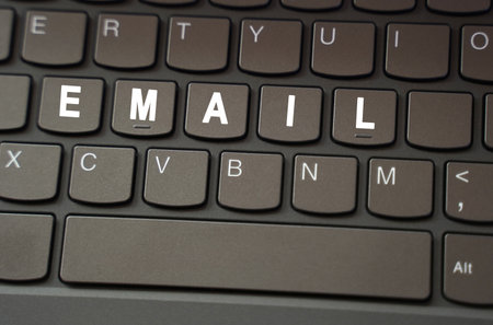 internet concept. On the black keyboard, the inscription is highlighted in white - Emailの写真素材