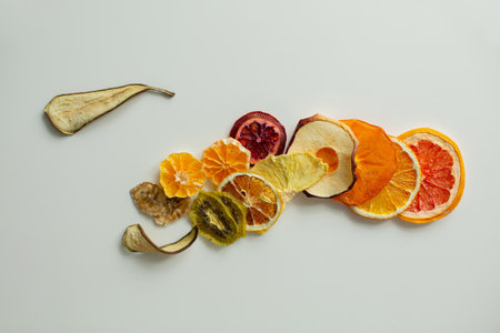 A set of various fruits - candied fruits. Dessert as a gift.の写真素材