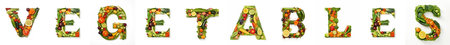 On a white isolated background from the fruit and vegetable alphabet the inscription -Vegetables.の素材