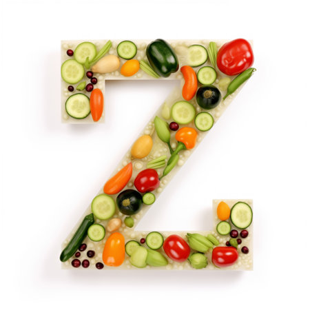 Fruit and vegetable alphabet on a white background, Letter Z.の素材