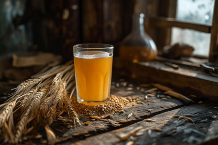 A mug of white kvass, a grain-based drink.の素材