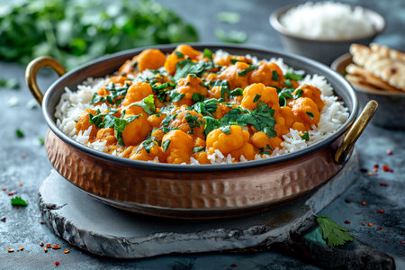 Curry dish with cauliflower-butternut pumpkin. Close-up.の素材
