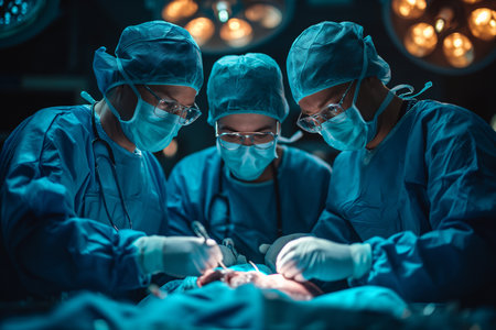 Surgeons performing an operation in the operating room. Surgical concept.の素材