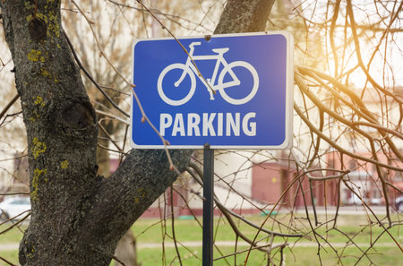 Road sign parking for bicycles. Road signs.の写真素材