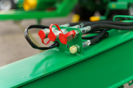 Detailed view of hoses for reliable connection to the hydraulic system for pumping liquids or gases...