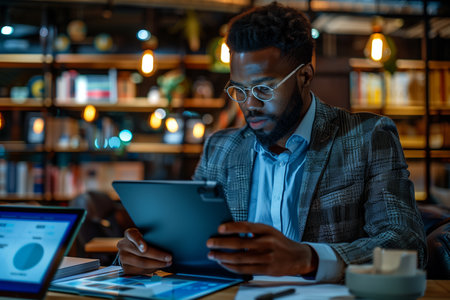 Businessman using tablet pc at deskの素材