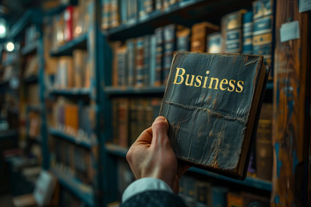 A man is holding a book with the inscription - Business. Close-upの素材