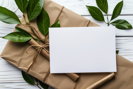A gift wrapped in brown paper tied with twine, ready to be opened with anticipation. mockupの素材