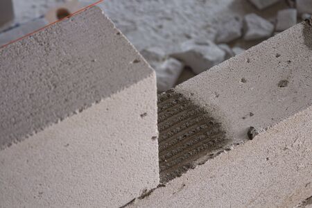 The first stages of building a house of silicate blocks