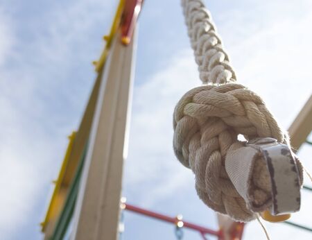 gymnastic rope in front of blue sky. Functional training