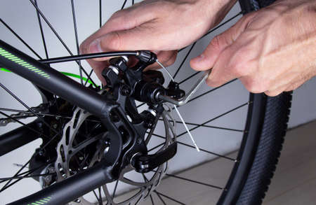 Self-adjusting bike transmission. Workshop repair concept. close-up