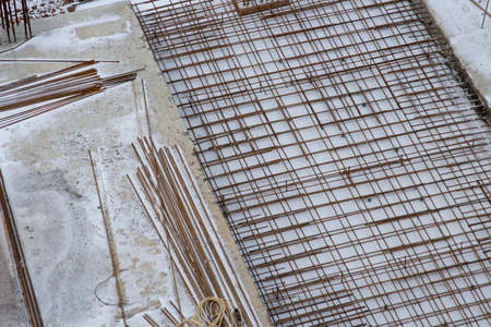 construction of a foundation from a concrete monolith in winter. Construction concept