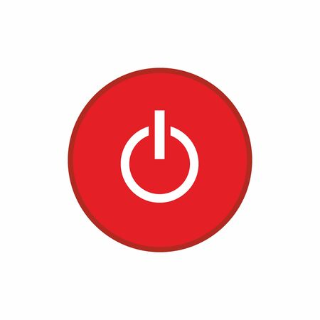 Power off red button icon isolated on white background