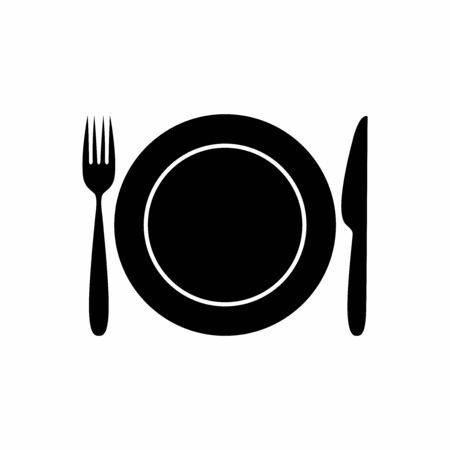 Fork knife and plate icon vector design isolated on white backgroundのイラスト素材