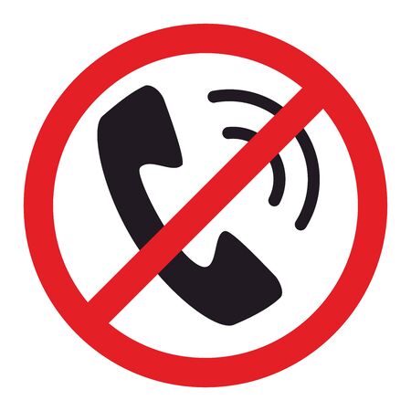 Telephone restriction sign isolated on white backgroundのイラスト素材