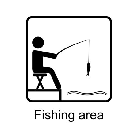 Fishing allowed in this area, sign or symbol. Vector design isolated on white background.のイラスト素材