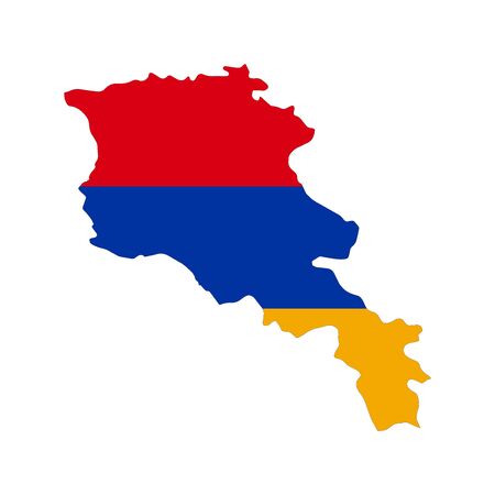 Map of Armenia. Vector design isolated on white background. Shape of Armenia map filled up with Armenian flag colors.のイラスト素材