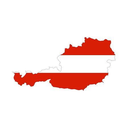 Map of Austria. Vector design isolated on white background. Shape of Austria map filled up with Austrian flag colors.のイラスト素材
