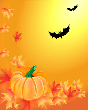 Pumpkin, autumn leavesのイラスト素材