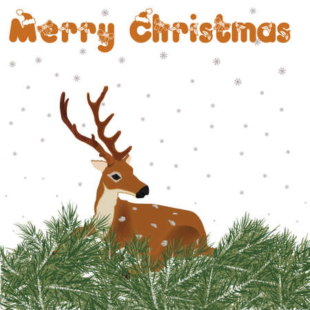 Colorful illustration of deer with christmas decorationのイラスト素材