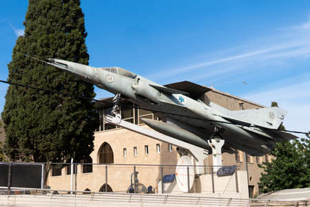 Haifa, Israel-November 25, 2019. The monument of the military plane in Haifa