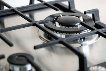 Large double gas burner on the modern gas hobの写真素材