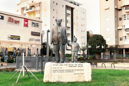 Rishon Lezion, Israel - September 9, 2022. Monument to David Ben-Gurion Israeli politician and statesmanのeditorial素材