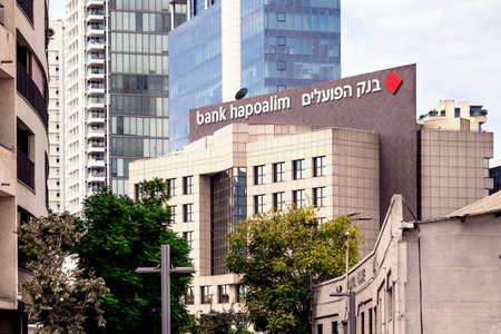 Tel Aviv Yafo, Israel - September 23,2022. Building of a Hapoalim bank in Tel Avivのeditorial素材