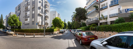 Rishon Lezion, Israel - September 30, 2023: Panoramic view of empty street on Saturday morningのeditorial素材