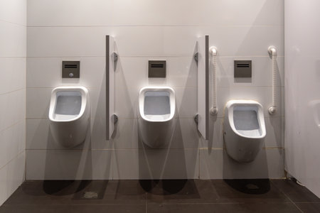 Urinals in a public toilet