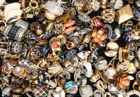 Selling various mold jewelry at the flea marketの写真素材