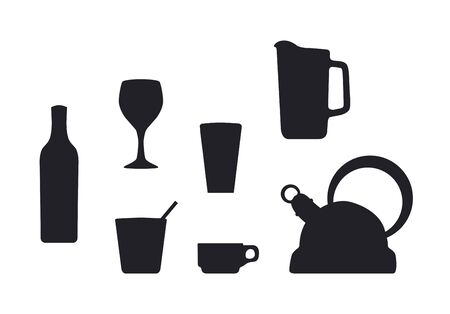 Beverage container silhouettesのイラスト素材
