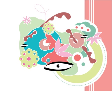 Colorful abstract design with various shapes and patterns. のイラスト素材